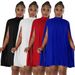 Elegant Women's Solid Color Batwing Sleeve Dress Pleated Flowy Chiffon Casual Party Wear Breathable Comfortable_ecoleips.com