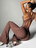 Seamless One-Piece Yoga Jumpsuit With Cross Back & Animal Print For Women - High-Waisted Fitness Bodysuit For Gym, Workout, Dance_ecoleips.com