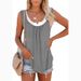 2024 Summer New Europe And The United States Women's Blouse Solid Color Patchwork Sleeveless Pleated Vest T-shirt_ecoleips.com