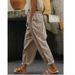 Women's Wide Leg Casual Jumpsuit - Soft Cotton Blend Straight Leg Pants For Work & Everyday Wear Breathable Cotton Fabric:_ecoleips.com
