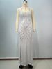 Women’s Clothing Hot Style Halter Neck Mesh See Through Sequins Heavy Pearl Hip Sexy Polar Evening Dress_ecoleips.com