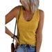2021 Spring/Summer New Women's U-Neck Sleeveless Ribbed Knit Casual Vest T-Shirt For Women_ecoleips.com
