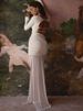 JULISSA MO Patchwork See Through Mesh Women Maxi Dress White Long Sleeve Round Neck Dress Autumn New Elegant Party Evening Dress_ecoleips.com