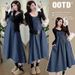 Spring New Fashion Outfit 2-Piece Denim Maternity Dress_ecoleips.com
