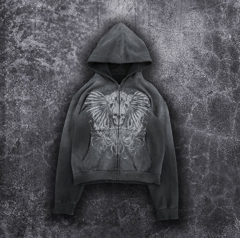 Women's Long Sleeved Hoodie Sweatshirt European American Style Cross Border Export Printed Pattern Retro Dark Street Style_ecoleips.com