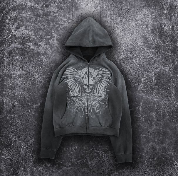 Women's Long Sleeved Hoodie Sweatshirt European American Style Cross Border Export Printed Pattern Retro Dark Street Style_ecoleips.com