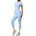 Women's Clothing Yoga Pants Solid Color Long Sleeve Skin Friendly Breathable Beautiful Back Sports Short Sleeve Slim Fit Fitness Pants Set_ecoleips.com
