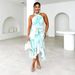 2025 Spring/Summer New Fashion European And American Cross-Border Sleeveless Elegant Printed Slit Strap Dress For Women_ecoleips.com