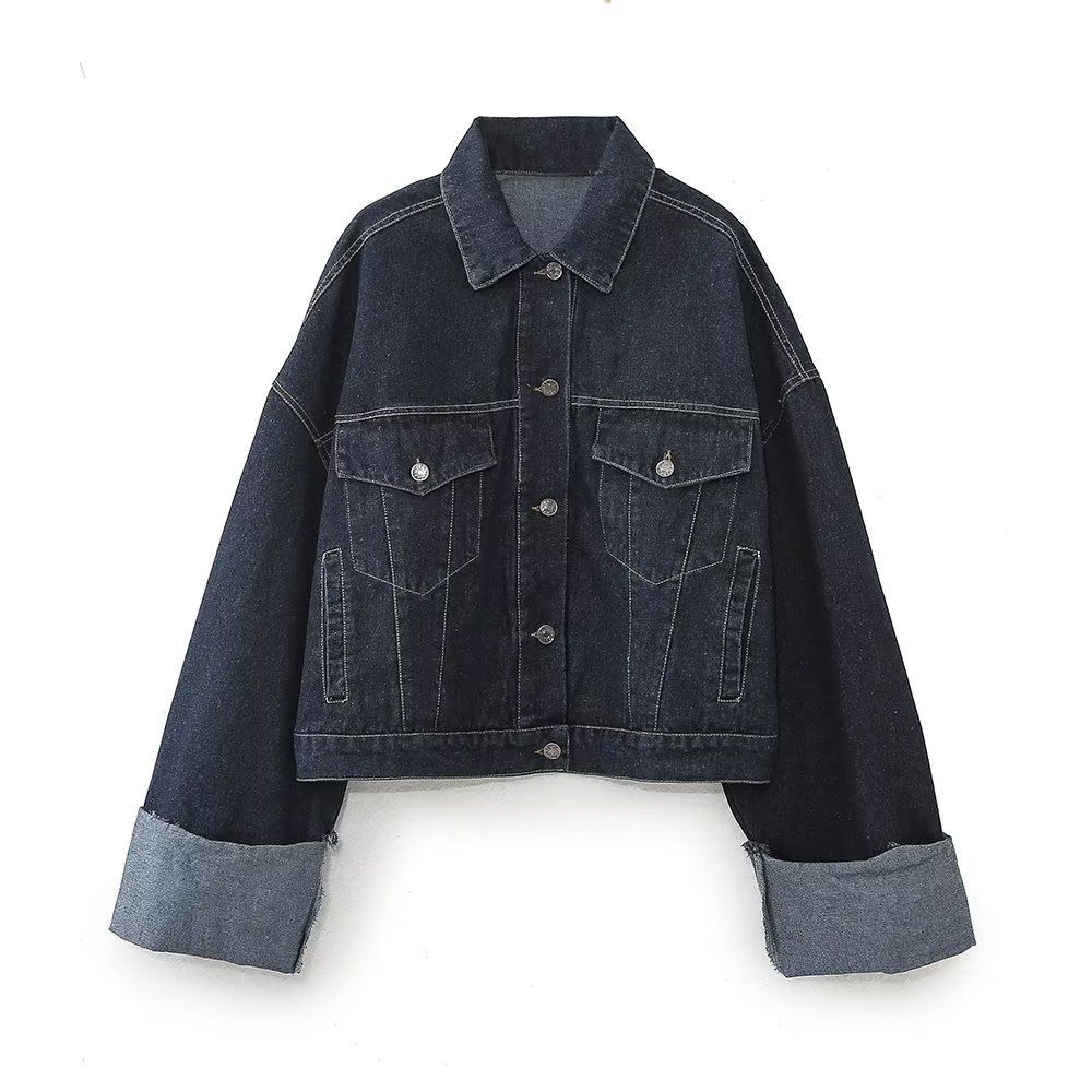 K Women's Denim Jacket With Flared Cuffed Trousers Set_ecoleips.com