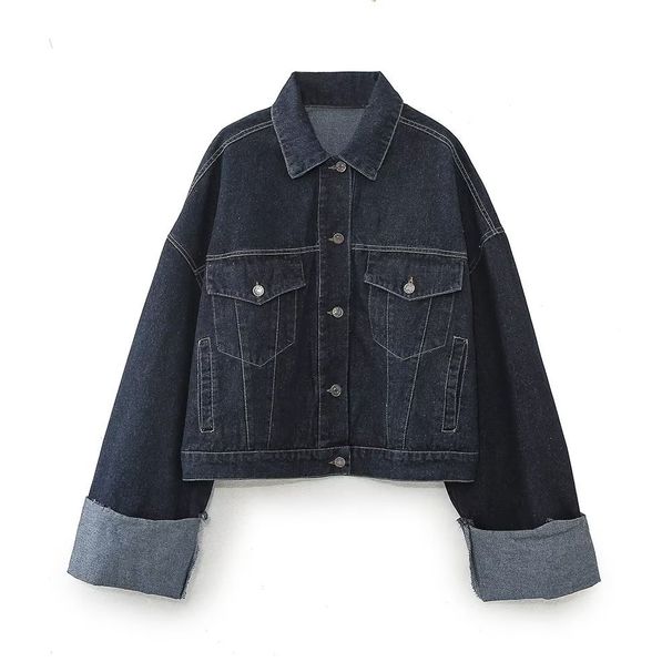 K Women's Denim Jacket With Flared Cuffed Trousers Set_ecoleips.com