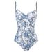 Women's Conservative One Piece Swimsuit Slimming Retro Print Underwire Hard Pouch Chiffon Long Dress_ecoleips.com