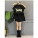 Women's Clothing Fashion Casual Sports Suit Letter Half Sleeve Top Slim Shorts Two Piece Suit_ecoleips.com
