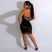 Women's Clothing Backless Rhinestone Halter Neck Dress_ecoleips.com
