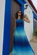 Women's Style Summer Beach Dress Color Blocking Gradient Design Backless Sexy Loose Fit With Suspender_ecoleips.com