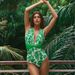 Green Floral One Piece Swimsuit Set For Women American Style New Hot Selling Item_ecoleips.com