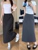 Sweet And Spicy Polka Dot Skirt For Women, Plus-size Casual Grey, Hip-hugging, Elegant, High-waisted, Slimming A-line Long Dress_ecoleips.com