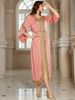 Modest Abaya Dress/Muslim Dress Women Luxury Muslim Evening Dress With Hand-Beaded Detailing – Coral Pink Modest Gown For Dubai & Special Occasions_ecoleips.com