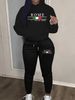 Women's Autumn And Winter Casual Fashion ROME Pattern Printed Thick Fleece Warm Hooded Sweatshirt+sports Pants Set-752_ecoleips.com