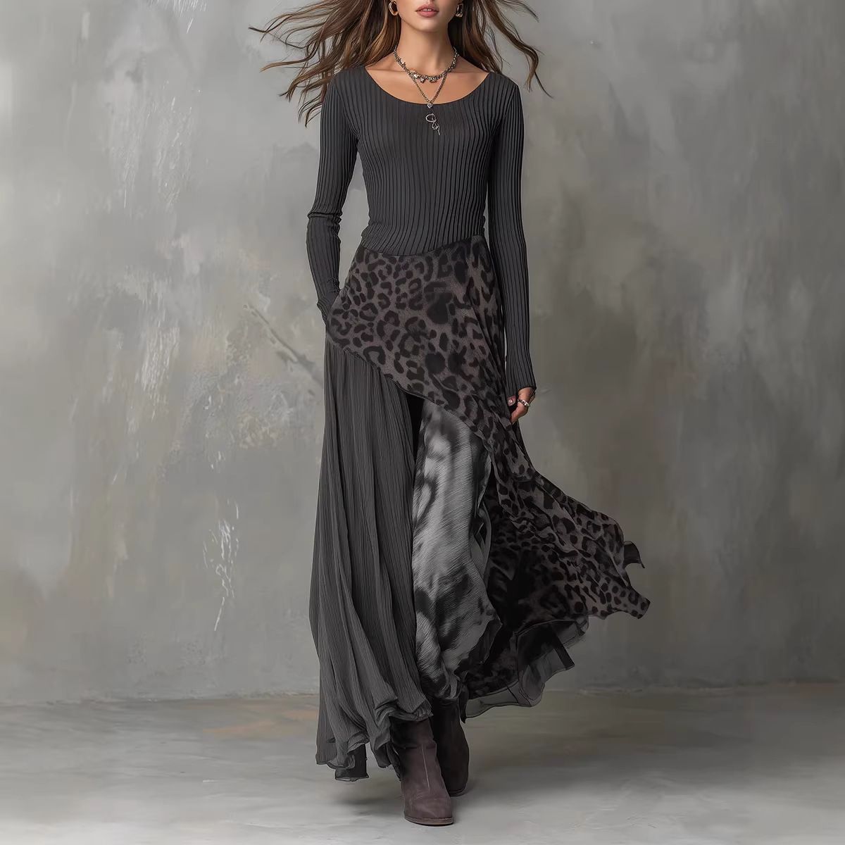 Women's Clothing Women's Long Sleeved Printed Maxi Dress Fashion Casual Elegant Gown For Formal & Casual For Women_ecoleips.com