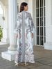 Cross-Border Muslim Women's Long Robe, Printed Rhinestone Beaded Arabic Dress Abayas, Elegant Loose-Fitting Long Sleeve All-Season Garment_ecoleips.com