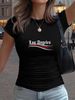 Women's Printed T-Shirt With Waist Gather Detail - Fashion Casual Top-10_ecoleips.com