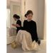 Interpretation Of Beauty NEWOPEN Autumn French Socialite Light Luxury High-End Spliced Velvet Dress For Women F1993_ecoleips.com
