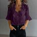 Women's Lace Patchwork Puff Sleeve Pleated Short Sleeved Shirt American Style_ecoleips.com