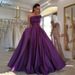 Voya Voya Foreign Trade One-Shoulder Satin Evening Birthday Party Puffy Skirt Green High Slit Sexy Dress_ecoleips.com