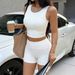 Women's Y2K Style Solid Color Sleeveless Vest And Yoga Shorts Set European And American Cross Border E-commerce Summer Clothing_ecoleips.com
