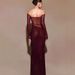 Elegant Rhinestone Off-Shoulder Long Sleeve Dress - Hollow Out Waist Tailored Mermaid Evening Gown_ecoleips.com