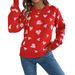Women's Clothing Casual Color Blocked Heart Lantern Sleeve Pullover Sweater Spring/Autumn Winter Acrylic Regular Thickness England Style Fashion_ecoleips.com