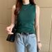 White Women's Tank Top With A Half-high Collar, Versatile For Summer, Tight-fitting Sleeveless Knitted Top, Can Be Worn_ecoleips.com