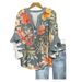 Women's Casual V Neck T-Shirt Floral 3D Digital Print Lotus Trim Trendy Top Creative Design Regular Fit_ecoleips.com