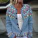 New European And American Style For Women Wish Hot Sale Cardigan Color Block Loose Fashion Knitted Sweater_ecoleips.com