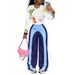 Summer High-Waisted Wide Leg Pants For Women Color-Block Striped Drawstring Casual Sports Trousers_ecoleips.com