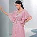 Ba3072: An Elegant Long Dress For Women In Cherry Blossom Pink Color, Featuring A V-Neck Design And Hand-Sewn Diamonds._ecoleips.com