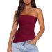 Aria Basics Aria Basics 2025 New European And American Summer Women's Fashion Sexy Hot Girl Outing Ruched Asymmetrical Tube Top_ecoleips.com