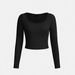 Women's Solid Color Square Neck Long Sleeve Tight Fitting Inner Base Shirt European American Style Multi Piece Autumn Clothing Set_ecoleips.com
