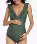 Maternity One Piece Swimsuit Solid Color Triangle Ruffle Hem Sexy Fashionable Design For Pregnant Women Summer Swimwear_ecoleips.com
