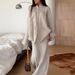 Spring Fashion Set For Women High Waisted Skirt And Loose Long Sleeved Shirt Solid Color Style Women's Clothing_ecoleips.com