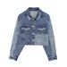 Women's Clothing Women's Casual Patchwork Denim Jacket Long Sleeve Spring Slit Design For Formal & Casual For Women_ecoleips.com