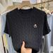 Women's Clothing Round Neck Twisted Thread Embroidery Short Sleeved Wool Sweater Fashion All Match Bottoming Shirt_ecoleips.com