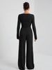 Women's Autumn Winter High-Neck Knit Sweater & Lounge Pants Set – Soft Polyester-Spandex Blend, Loose Fit, Casual Elegance_ecoleips.com