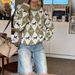 Diamond Color Block Knit Sweater – Women’s Oversized Crewneck Pullover, Soft Yarn Loose Fit, Trendy Spring & Fall Layering Top, Casual Chic Style_ecoleips.com