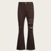 Women's High-Waisted Flared Jeans – Stretch Denim With Distressed Details (S-XXL, Coffee Brown)_ecoleips.com