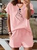 Women’s 2 Piece Outfit Set – Oversized Graphic T-Shirt And Biker Shorts Matching Set, Casual Summer Lounge Tracksuit For Daily Wear-365_ecoleips.com