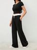 Women's Clothing Petite Two Piece Set Black White Color Block Casual Flattering Versatile For Commuting Home And Outings_ecoleips.com