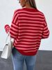 Soft And Skin-friendly Striped Color-blocked Knit Cardigan, Women's V-neck Loose-fitting Slimming Long-sleeved Coat, Versatile Outerwear For Spring And Autumn._ecoleips.com
