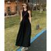 Spring Black Suspender Long Dress 2025 New Style For Women In Spring And Autumn, Sleeveless Knitted Long, Short, Summer_ecoleips.com