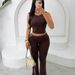Sexy Crop Top & High-Waisted Leggings Set - Breathable Milk Silk Workout Outfit, Stretchy Polyester Spandex Gym Clothes For Women_ecoleips.com